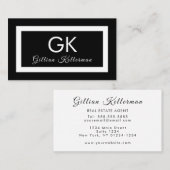 エレガントな白黒モノグラム 名刺 (正面/裏面)