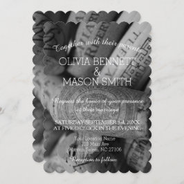 エレガントな白黒ワインのコルクの結婚式の招待状 招待状