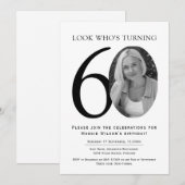 エレガントな白黒写真の誕生日 招待状 (正面/裏面)