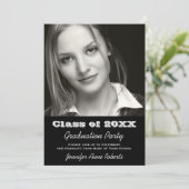 エレガントな白黒卒業の招待状 招待状 (スタンド正面)