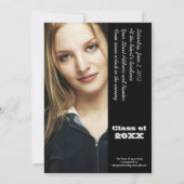 エレガントな白黒卒業の招待状 招待状 (裏面)