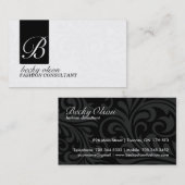 エレガントな白黒名刺 名刺 (正面/裏面)