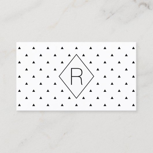 エレガントな白黒幾何学的なパターン|三角形 名刺 (正面)
