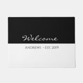 エレガントな白黒歓迎された玄関マット ドアマット (正面)
