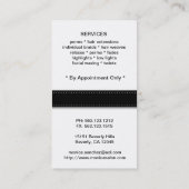 エレガントな白黒毛およびネイルサロン 名刺 (裏面)