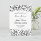 エレガントな白黒渦巻の結婚式招待状 招待状 (スタンド正面)