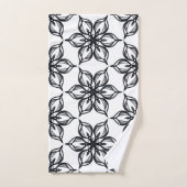 エレガントな白黒花 バスタオルセット (ハンドタオル)