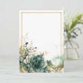 エレガントな白、セージ、ゴールドの花のブランク 招待状 (スタンド正面)