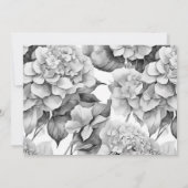エレガントな白 灰 黒 花 水彩 招待状 (裏面)