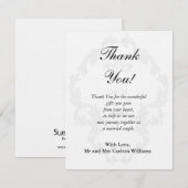 エレガントな白/銀のウェディング フラット サンクス カード (正面/裏面)