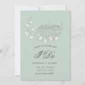 エレガントな目的地の花の写真　保存日付のお知らせ 招待状 (正面)