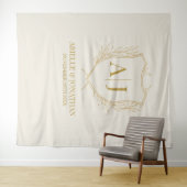 エレガントな盾のモノグラム結婚式の背景 タペストリー (インサイチュ(横))