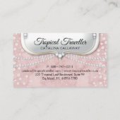 エレガントな真珠のピンクのスエードの化粧の宝石類 名刺 (裏面)