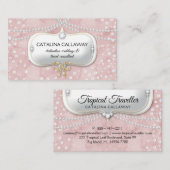 エレガントな真珠のピンクのスエードの化粧の宝石類 名刺 (正面/裏面)