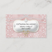エレガントな真珠のピンクのスエードの化粧の宝石類 名刺 (正面)