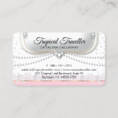 エレガントな真珠のピンクの白いレースの化粧の宝石類 名刺 (裏面)