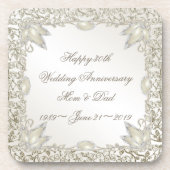エレガントな真珠の第30結婚記念日 コースター (正面)
