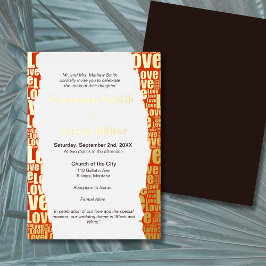 エレガントな真紅の愛のタイポグラフィー ウェディング 箔招待状