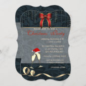 エレガントな眼鏡, サンタ帽, リボン, クリスマスパーティー 招待状