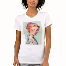 エレガントな着物少女の美意識アニメポートレートTシャツ