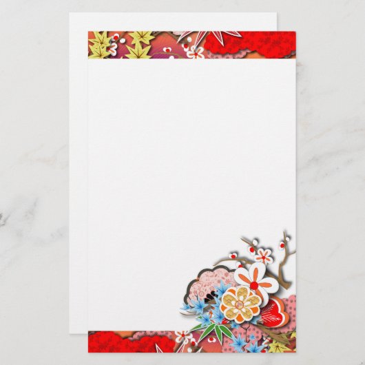 エレガントな着物-日本人のデザインの文房具 便箋 (正面/裏面)