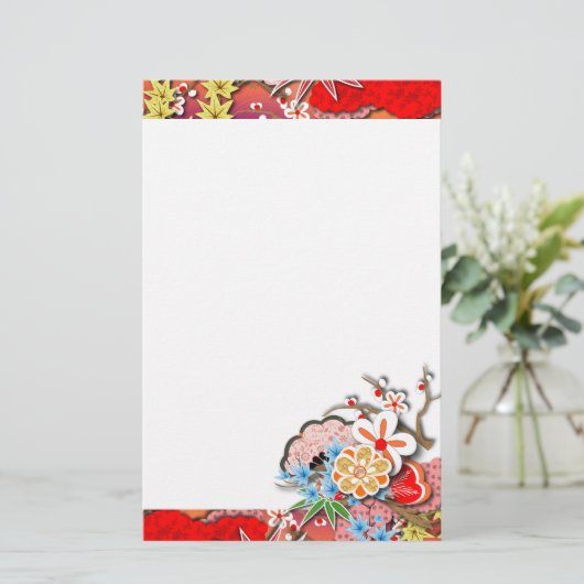 エレガントな着物-日本人のデザインの文房具 便箋 (スタンド正面)