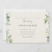 エレガントな瞬間 葉緑のクリーム色 親族なしの結婚式 招待状 (正面)