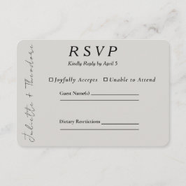 エレガントな石の結婚式RSVP 出欠カード