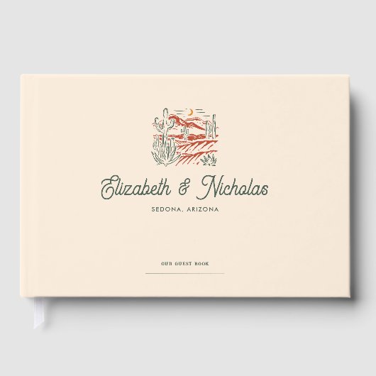エレガントな砂漠 | テラコッタの結婚式ゲストブック ゲストブック (正面)