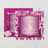 エレガントな確認のダマスク織のデザインの招待状 招待状 (正面/裏面)