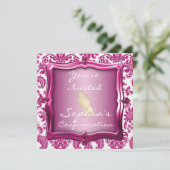 エレガントな確認のダマスク織のデザインの招待状 招待状 (スタンド正面)