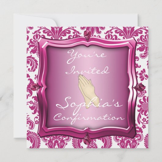 エレガントな確認のダマスク織のデザインの招待状 招待状 (正面)