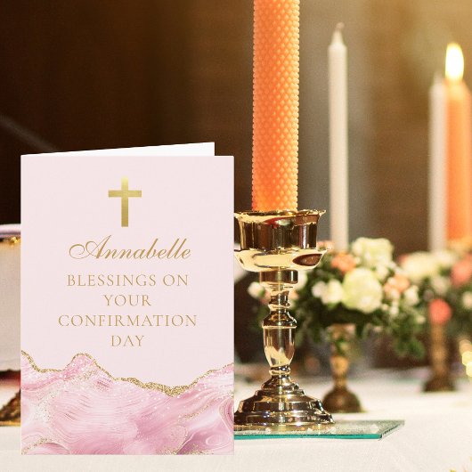 エレガントな確認 祝福 ピンク ゴールド オーダーメイド カード