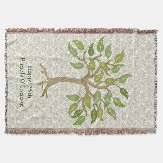 エレガントな祖父母25の葉の木のブランケット スローブランケット (正面)