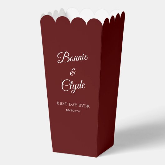 エレガントな祝賀会のためのバーガンディポップコーンファヴォリーボックス フェイバーボックス (正面)