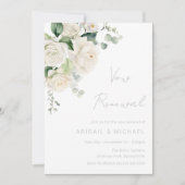 エレガントな神聖な白いバラと賢明な誓いの更新 招待状 (正面)