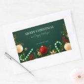 エレガントな祭りのグリーン クリスマス 長方形シール (封筒)