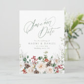 エレガントな祭りの花の冬の結婚式 セーブザデート (スタンド正面)