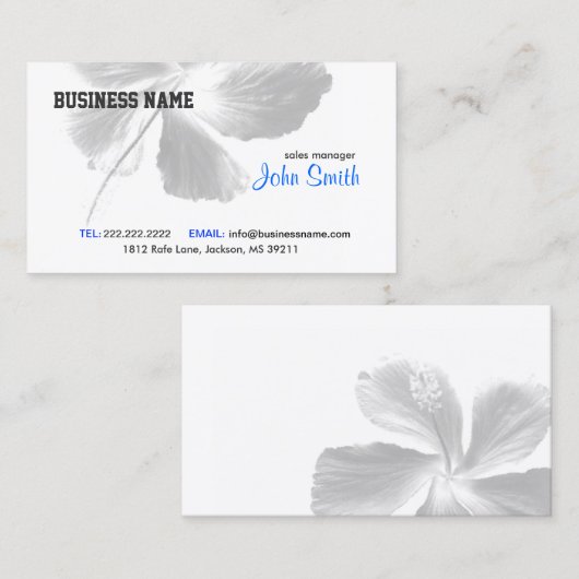 エレガントな禅の花柄 名刺 (正面/裏面)