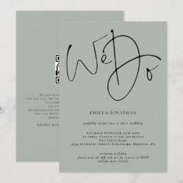 エレガントな私たちとライトセージのQRコードウェディング 招待状