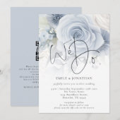 エレガントな私たちと誓うオーバーレイQRコード写真ウェディング 招待状 (正面/裏面)