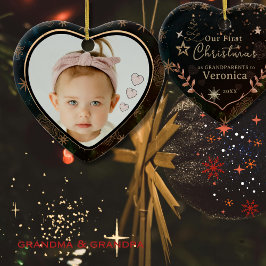 エレガントな私たちの初めてのクリスマス　祖父母としての記念写真 セラミックオーナメント