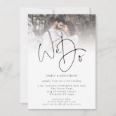 エレガントな私たち結婚しました QRコード写真ウェディング 招待状 (正面)