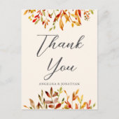 エレガントな秋のウェディング　カスタム秋の葉　サンキュー ポストカード (正面)
