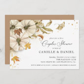 エレガントな秋のカボチャ カップル ウェディング シャワー 招待状 (正面/裏面)