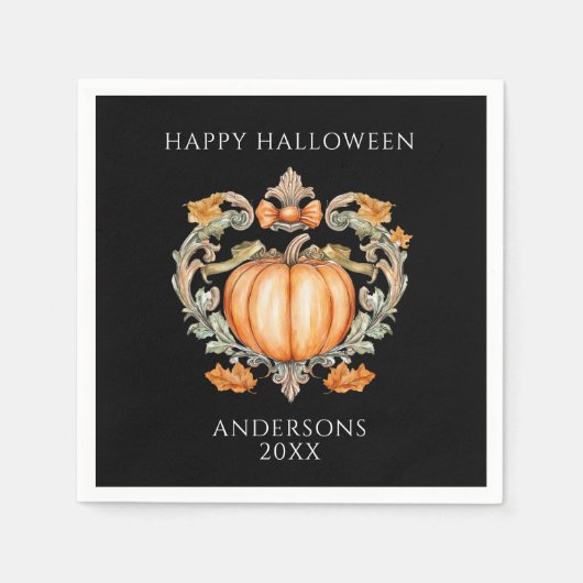 エレガントな秋のカボチャ スタンダードカクテルナプキン (正面)