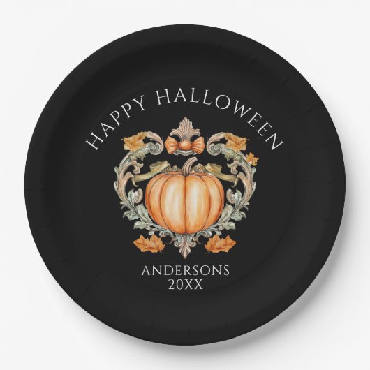エレガントな秋のカボチャ ペーパープレート (正面)