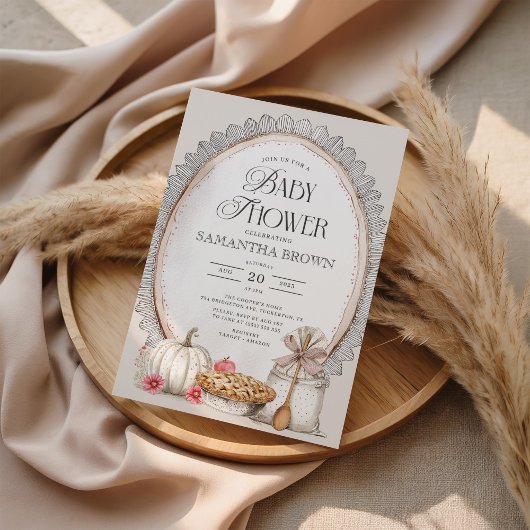 エレガントな秋のカントリー風ベビーシャワー 招待状