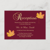 エレガントな秋のバーガンディの金ゴールドの結婚披露宴カード エンクロージャーカード (正面)
