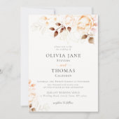 エレガントな秋のバーントオレンジの花の結婚式 招待状 (正面)